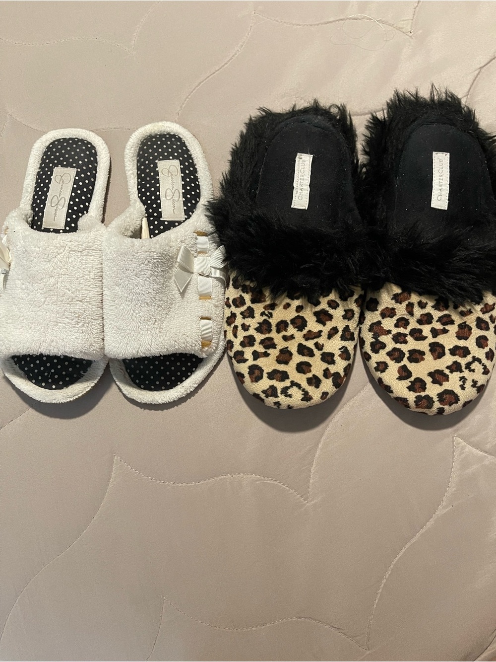 Leopard Print Faux-Fur Slide Slippers - Black Trim